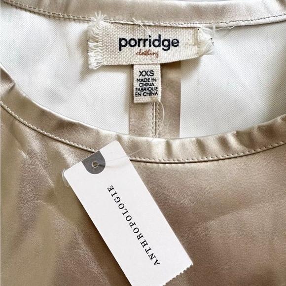 Anthropologie Porridge Clothing XXS Gold Shirt Short Sleeve NWT $88 New - Picture 11 of 16